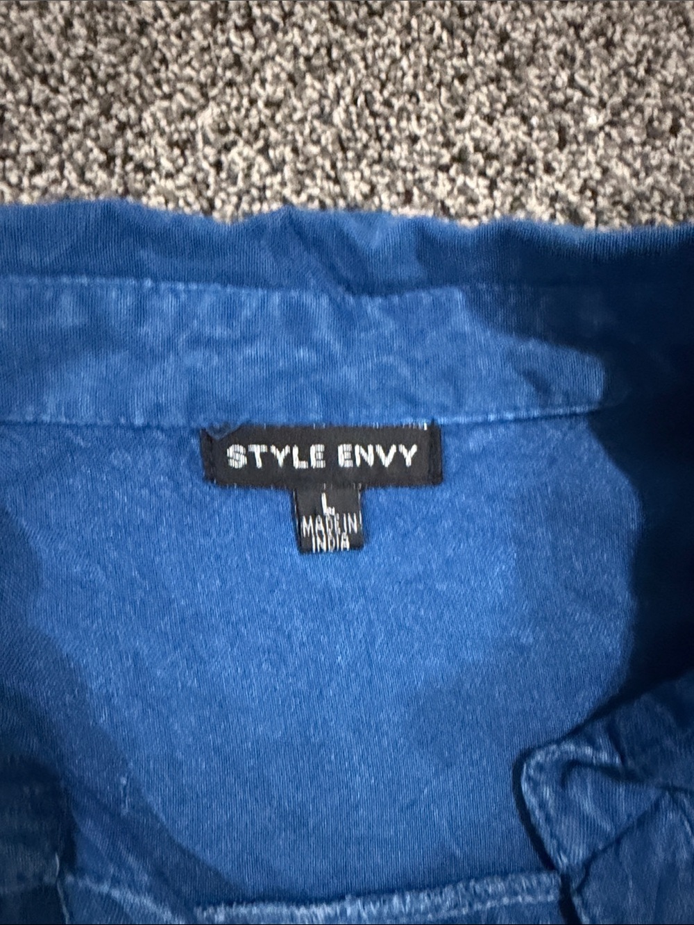 Style Envy Blue Button-Front Drawstring Shirt - Picture 2 of 4